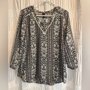 Maurices Black and Pink Patterned Blouse